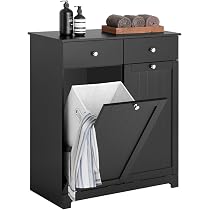 Armoire Salle De Bain EUGAD - 2 Tiroirs + 2 Paniers Linge - MDF Et Métal - Chêne Clair Et Noir - 72,5x34x80 Cm