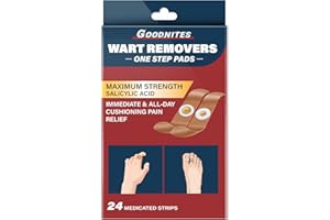 Goodnites Wart Remover Pads 24-Count, Maximum Strength Wart Removal Plaster, 2 Sizes Core (6 mm & 10 mm) for Common & Plantar Warts