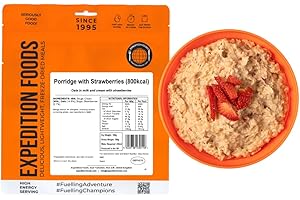 EXPEDITION FOODS EXPEDITIONFOODS.COM EXPEDITION FOODS Porridge with Strawberries (High Energy Serving / 800KCAL) | Freeze-Dried Camping & Hiking Food