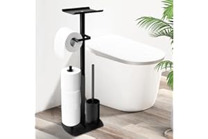 HXC-BLG Edelstahl Klopapierhalter Stehend mit Klobürste - Toilettenpapierhalter mit Feuchttücherbox, Toilettenpapierhalter mit WC Bürste Stand WC Garnitur für Toilettenpapier & Toilettenbürste