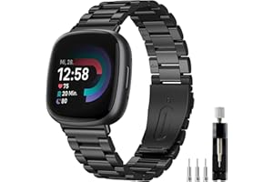 YASPARK Compatible avec Fitbit Versa 4/Fitbit Versa 3/Fitbit Sense 2, Bracelet Métallique en Acier Inoxydable pour Fitbit Versa 4, Fitbit Versa 3, Fitbit Sense 2, Fitbit Sense