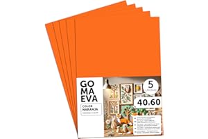 m-office Plaques de Mousse EVA Colorées 40x60cm, Feuilles de Mousse à Découper, Papier Mousse Pailleté, Idéal pour Loisirs Créatifs, Scrapbooking, École ou Activités Manuelles (Orange, 5 uds)