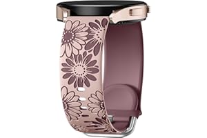 Netolo Bransoletka z grawerunkiem kwiatowym, kompatybilna z Samsung Galaxy Watch 7, 6, 5, 4, 40 mm, 44 mm, Galaxy Watch 6 4 Classic / 5 Pro 45 mm / FE/Active 2, miękki silikonowy pasek dla kobiet