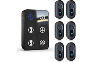 SANJIE Wireless Caregiver Pager Call Button Nurse Call System 500Ft Range with LED Number Display for Elderly/Patient/Disabled at Home/Hospital/Clinic(6 Waterproof Call Button & 1 Receiver)