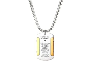 OIDEA Collana da Uomo Dog Tag in Acciaio Inox con Pendente Croce Bibbia(Inglese) alla Moda Regalo Perfetto Colore Nero oro