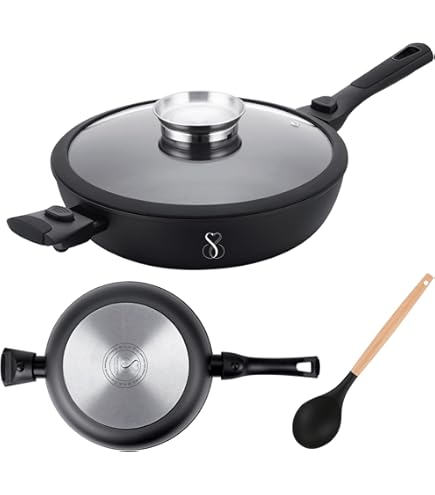 Wok Guzzini Cook&Plus - Alluminio Antiaderente, 28 Cm, Nero, Per Induzione, Made In Italy - Foto 13