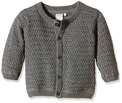 NAME IT Baby Boys Button Front Long Sleeve Cardigan -  Grey - 3-6 Months