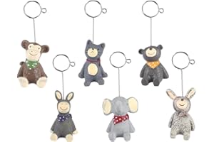SHINEOFI Resin Animal Photo Clip Desk Ornament 6Pcs Cartoon Note Holders for Wedding Party Home Office Table Display and Business Card Organizer