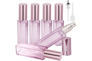 LOPHE Perfume Atomiser Refillable, 6 Pcs Mini Perfume Refill Bottles, Empty Clear Glass Perfume Atomiser Spray Bottles, Portable Atomiser with Fine Mist for Daily Business Trips,10 ml,Pink