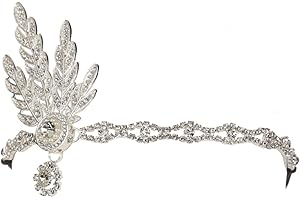 Ro Rox Fascia Anni '20 Great Gatsby Party Flapper Bohemien Matrimonio Nuziale - Argento brillante