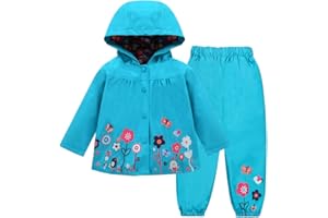 LZH Tuta impermeabile per neonate Tuta impermeabile con cappuccio Giacca e pantaloni Outwear