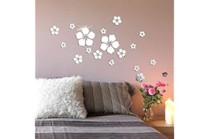 Nicole Knupfer 18 Stück 3D Blumen Wandtattoo Wandsticker Spiegel Aufkleber Wandaufkleber Wanddeko für Wohnzimmer Kinderzimmer Badezimmer Kühlschrank (A)