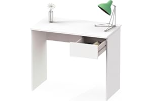 briebe Escritorio, Mesa de Ordenador 75x90x50cm (Alto x Ancho x Profundo), 1 Cajón, Oficina, Habitación Juvenil, Desk, Nova Blanco