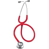 3M Littmann Classic II Pediatric Stethoscope, 2113R, Stainless Steel Chestpiece, 28" Red Tube
