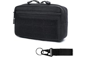 MiOYOOW Pochette Tactique Molle, Pochette Tactique Horizontale Moyenne, Sac Tactique de Transport de Plaque Sacoche Ceinture Militaire avec Mousqueton, Poche Gadgets étanche pour Sacs à Dos Gilets