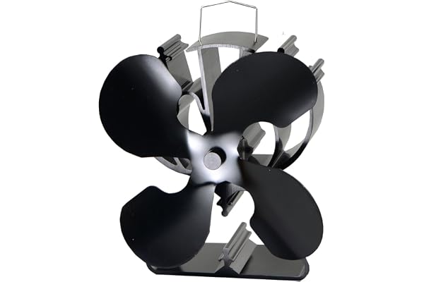Ventilateur pour bois/bûches, alimenté par réchaud, 4 lames, offre 80 % plus d’air chaud qu’un ventilateur écologique à 2 lames