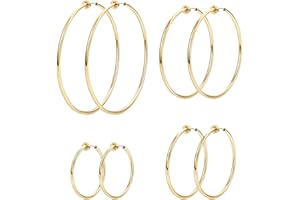 Morfetto 4 Paia di Orecchini a Cerchio in Acciaio Inossidabile da Donna Orecchini a Cerchio Finti Orecchini a Cerchio a Molla per Orecchie Non Forate