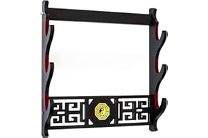 FOXSMZZ Soporte de espada Katana Montaje en Pared Samurai Espada Marco Pantalla Marco Rojo Terciopelo China 1 Capa Estilo Bagua (3 capas)