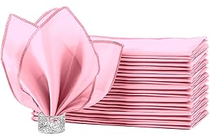 HEMEIREN 12Packs Cloth Napkins Pink,Satin Cloth Napkins, 20 * 20inch, Reusable Table Napkins for Wedding,Celebrations,Restaurant,Banquet