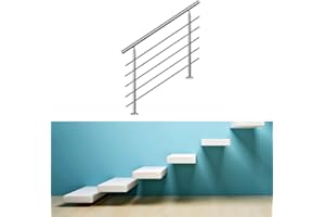 Jiubiaz - Corrimano in acciaio inox, 100 cm con 5 barre trasversali, adatto ad ambienti interni ed esterni, ringhiera per scale, parapetto, balcone