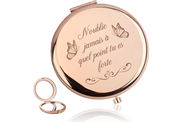 Cadeau Femme,Miroir de Poche Personnalisé de Couleur or Rose,Cadeau Anniversaire Noel,Inspirant Encouraging Cadeau,Porte Bonheur Femme,Cadeau Maman Mamie Maitresse Nounou Amie Collègue Soeur Couple