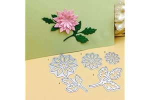 GOWXS 5Pcs Flower Leaf Cutting Dies for Card Making，Cutting Dies Cut Stencils for DIY Scrapbooking Photo Album Decorative Embossing Paper Dies for Card Making Templated+Cute Brooch Pin