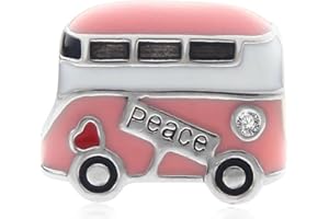 YIRONG JEWELRY Encanto rosa del autobús de la paz 925 del encanto del viaje del encanto del amor del encanto del aniversario del encanto de la pulsera de Pandora