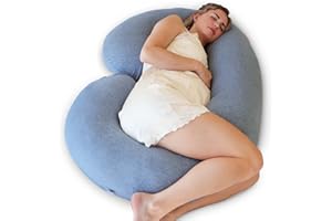 PharMeDoc Schwangerschaftskissen, C-förmiger kühlender Bezug - Seitenschläferkissen, Unterstützung für Rücken, Hüften, Beine, Bauch für Schwangere Frauen