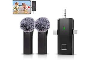 VIZGIFIN 3 in 1 Wireless Lavalier Microphone for iPhone Android Camera，2.4G Ultra-Low Delay Cordless Lapel Mics, 7-Hour Battery, Mini Microphone with Noise Reduction for Video Recording, TikTok, Vlog