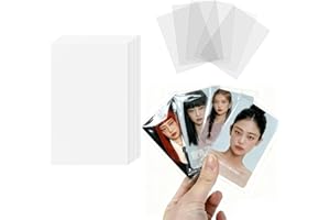 QLHNGUZ 50 Packs Photocard Sleeves, 58 x 89 mm 200 Microns Ultra Thickness Kpop Clear Sleeves Idol Photo Cards Proector Tranding Cards Shield Cover (Unsealable)