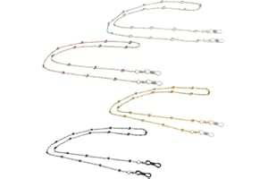OPIURVY 4 Pezzi Catena per Occhiali da Donna Uomo,Occhiali Catena di Perline, Catena di Occhiali Antiscivolo, Occhiali Catene per Occhiali da Sole, Cordini Metallo per Ccchiali con Anello per Donna