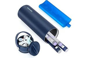 YOUSHARES Medicine Travel Cool Bag - Insulin Pen Case with Ice Pack, Injection Cooler Travel Case 48H Cooling, TSA Approved, Portable Bottle Holds 1-5 Insulin Pens (Navy)