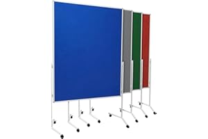 ‎VISCOM Moderationstafel UP - einteilige Metaplanwand mit Filz-Oberfläche - mobil dank Rollen - beidseitig nutzbar - Filz-Moderationswand 120x150 cm - Blau