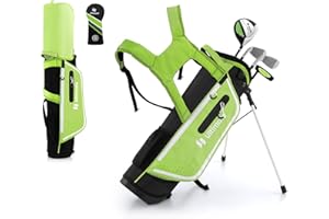 LIFEZEAL Juego Completo de Palos de Golf para niños, Bolsa de Golf portátil con 4 Palos, Bolsa Trolley Juvenil con Correas para el Hombro, Ideal para niños y niñas de 8 a 10 años