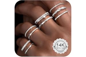 CASSIECA 9 Pezzi Anello Argento Oro Donna, Anelli Impilabili per Donna Anelli Dito Aperto Anello Pollice Promessa Fedine per Fidanzata Moglie Mamma