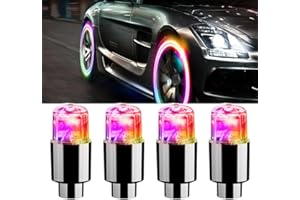 AUTOFANCY Car Tire Wheel Lights, 4pcs Car Wheel Tire Air Valve, Hub Lamp Cap Light with Motion Sensors Colorful LED Tire Light Gas Nozzle,for Car Bicycle Motorcycles Accessories Colorful