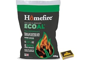 Smokeless Coal Fire, Instant Light Ecoal 10kg & 20kg, Cleaner & Greener Fuel with Perfectonish Matchbox Included (10kgs)