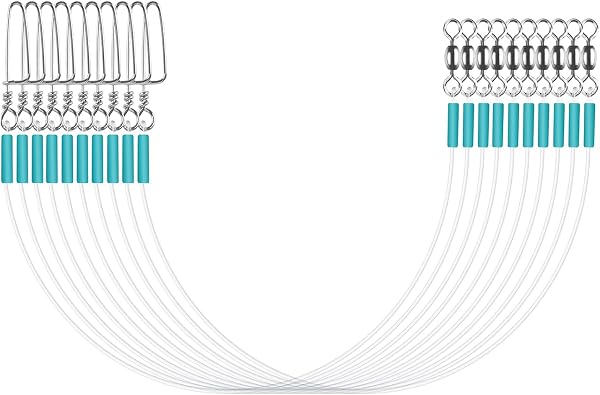 Luroad Fluorocarbon Vorfach Leader mit Wirbel & Karabiner, 10/20 STK Raubfischvorfach, 100% Fluorocarbon Angelvorfächer Spinnvorfächer Zum Spinnfischen, Spinnvorfach, Vorfach Zum Spinnangeln - 1