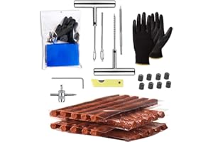 Various Kit Reparación de Neumáticos,Kit Repara Pinchazos Coche y Motor Reparación de Pinchazos para Neumaticos Juego de 37 Piezas para Motocicleta, Bicicletas,Coche Etc (Caja Plastico 37 pcs)