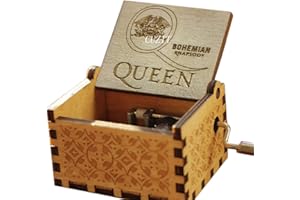 Cuzit Reina Caja de música, Greatest Hits Queen Bohemian Rhapsody Antiguo Tallado Manivela de Madera Caja Musical de Madera Caja