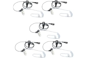 TechSide Transparent Pneumatique Écouteur Microphone 2 Broches Kenwood | Radios bidirectionnelles | Compatible TI-F8 + Midland G10 G11V CT890 BaoFeng UV-82 UV5RA Surveillance Sécurité Airsoft (5 pcs)