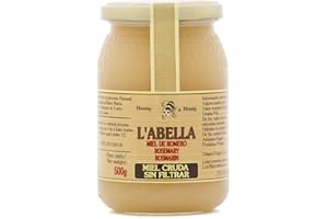 L'ABELLAMEL L'Abella Mel - Miel de Romero Cruda, sin filtrar - 100% Natural | Miel Pura de Abeja Recolectada Artesanalmente en Valle Jalón, Costa Blanca, España - Bote de 500g