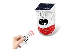 Alarma antirrobo de Timbre Solar, Timbre Exterior Impermeable iKiKin PIR, con Control Remoto, Alarma de Seguridad de visitantes de 4 Modos para su Villa y Turismo agrícola
