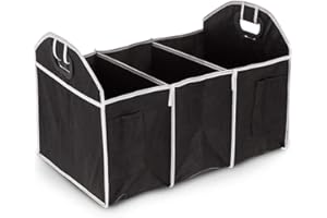 Ossian Car Boot Organiser – Large Heavy Duty 2 in 1 Folding Collapsible Car Van Vehicle Tidy Storage Box Case with Solid Non Slip Base Pockets and Carry Handles for Shopping Essentials Tools