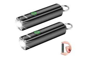 Blukar Mini Ficklampa Uppladdningsbar, EDC Nyckelringsficklampor Liten | 3 Lägen, IPX6 Vattentät, Minnesfunktion, Kompakt Bärbar Ficklampa för Daglig Bärning, Nödsituationer, Camping, Vandring