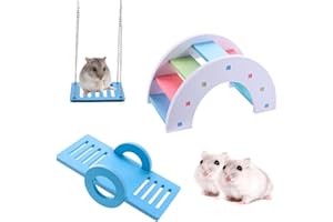 VIKSAUN 3 pièces Jouet pour Hamster, Pont d’Arc-en-Ciel, Balançoire à Bascule, Balançoire, Accessoires pour Cage à Hamster, Jouet d’activité pour Le Petit Animal de se débarrasser de l’Ennui (Couleur