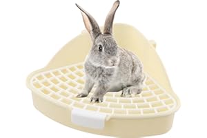 Daelesr Pequeño Animal Inodoro para Mascotas Triángulo, Inodoro de Esquina para Jaulas Pequeñas, Caja de Arena de Conejo Entrenador Inodoro, Arenero de Plástico de Conejo para hámster (Blanco)