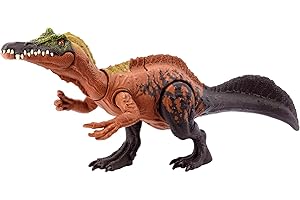 Mattel Jurassic World Groźny ryk Irritator Figurka dinozaura do ustawiania w różnych pozach, z dźwiękiem i funkcją ataku, zabawka z zabawą fizyczną i wirtualną HLP22