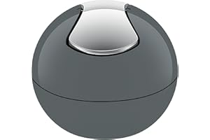 Spirella Pattumiera da Bagno Contenitore per Cosmetici da 1 litro Finitura Lucida o Opaca Coperchio Basculante Contenitore per Spazzatura Pattumiera da Tavolo Grigio