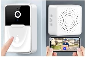 MOKEUM Sonnette vidéo sans Fil avec caméra, Sonnette vidéo WiFi 2,4 GHz avec Carillon de Porte, Surveillance de Vision Nocturne HD, interphone à Domicile, ne Prend Pas en Charge Le Wi-FI 5G